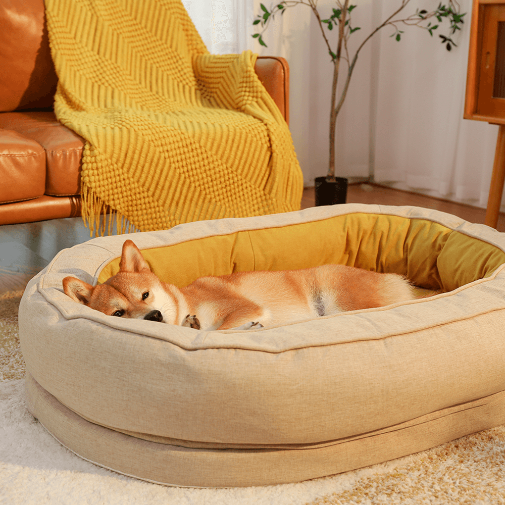 Lit Donut Moelleux pour Chien | Rembourrage 3D, Enveloppant, Lavable, Toutes Tailles