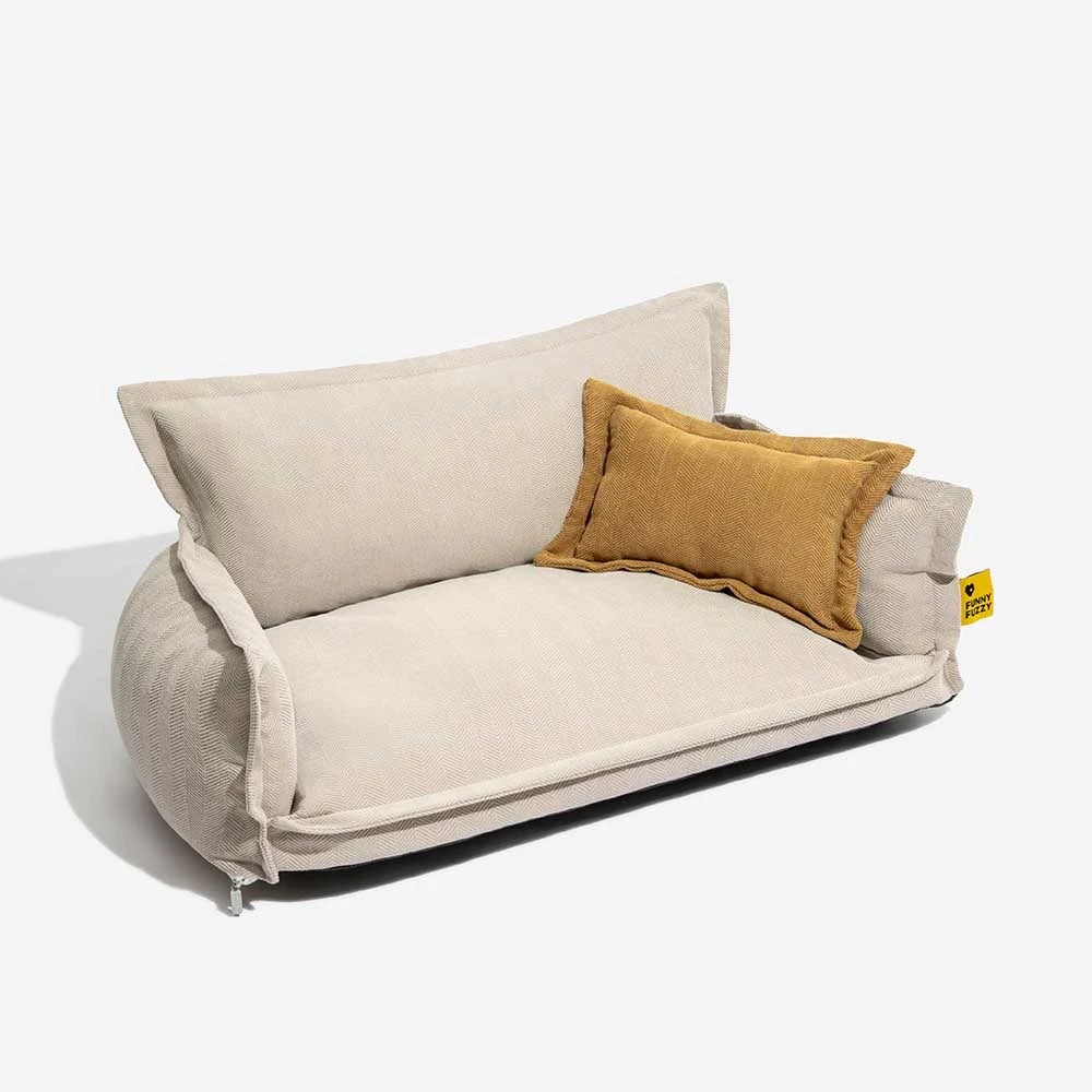 Lit Orthopédique Chenille Double Couche avec Oreiller | Toutes Saisons, Amovible, Lavable