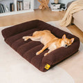 Grand Sofa Double Appui-Tête Orthopédique pour Chien | Bolster & Dossier, Teddy Fleece, Chaud
