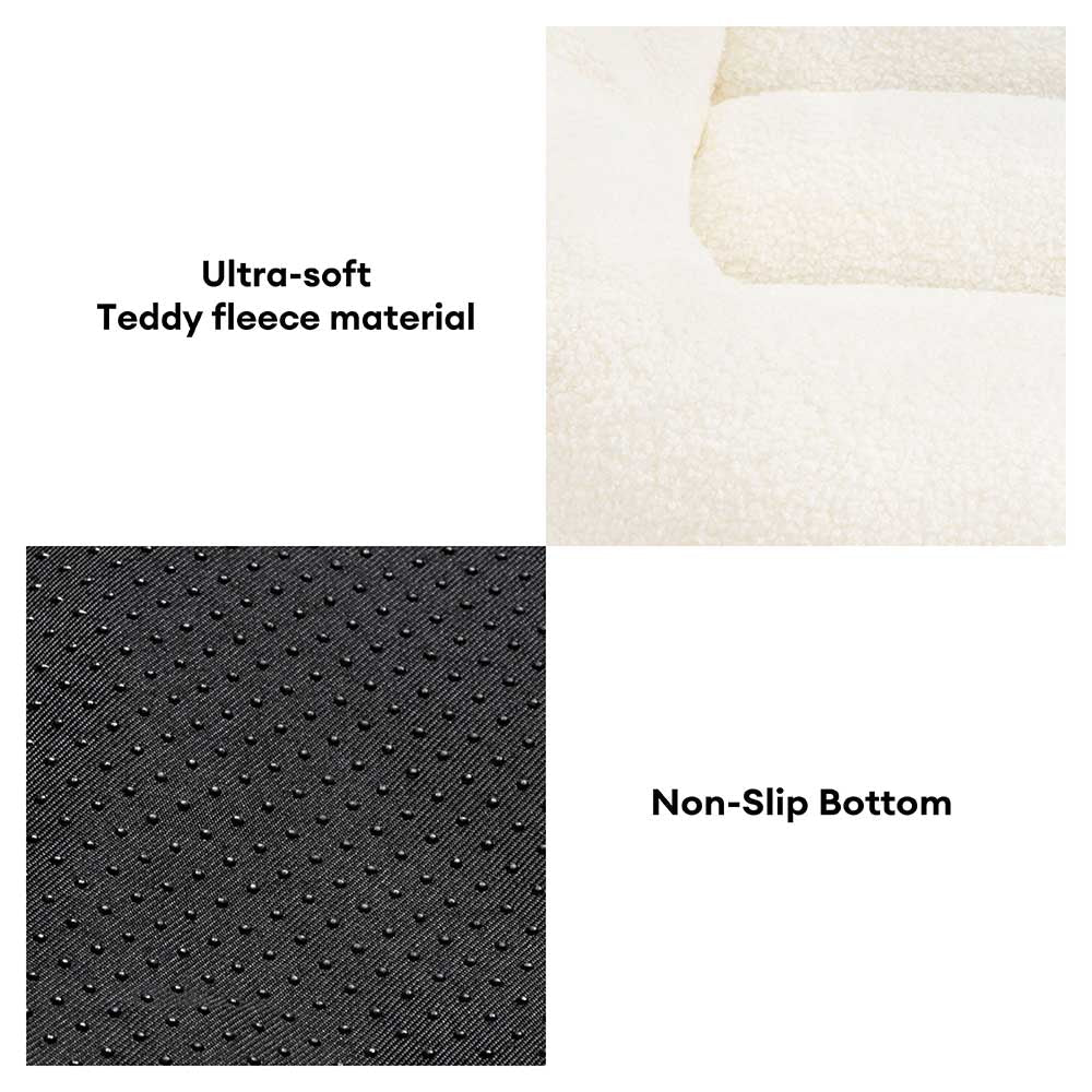 Grand Sofa Double Appui-Tête Orthopédique pour Chien | Bolster & Dossier, Teddy Fleece, Chaud