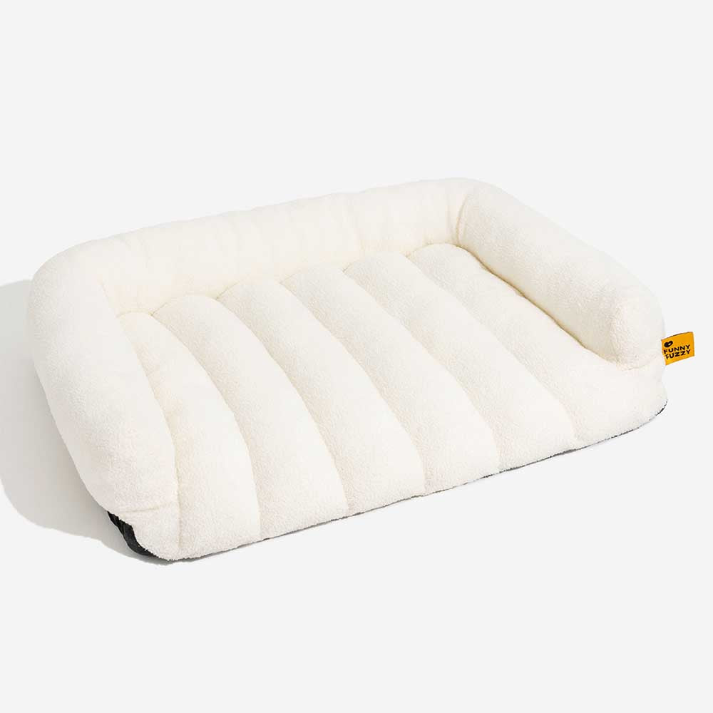 Grand Sofa Double Appui-Tête Orthopédique pour Chien | Bolster & Dossier, Teddy Fleece, Chaud