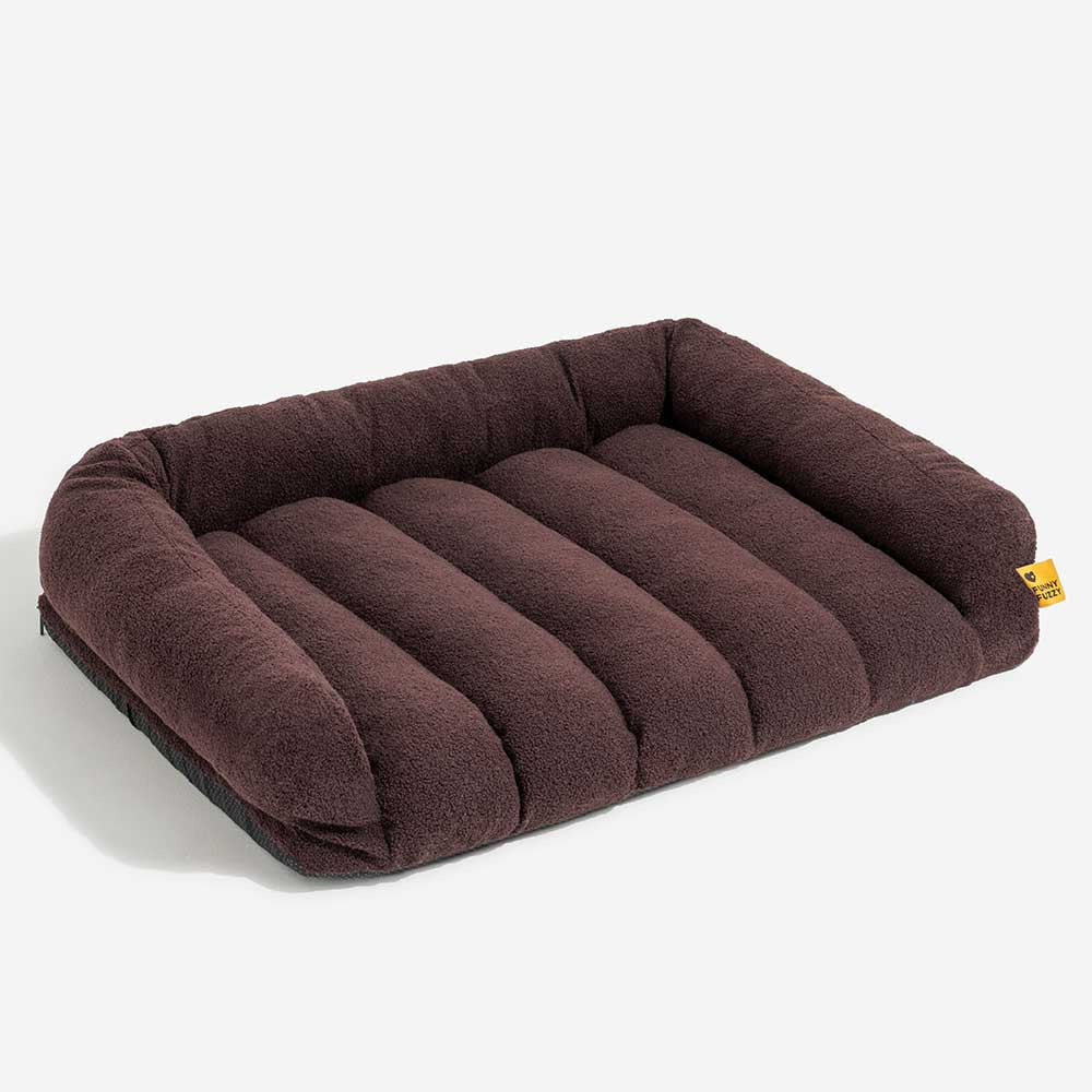 Grand Sofa Double Appui-Tête Orthopédique pour Chien | Bolster & Dossier, Teddy Fleece, Chaud