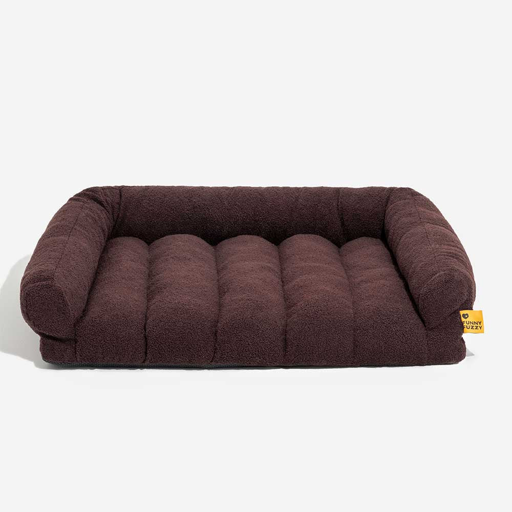 Grand Sofa Double Appui-Tête Orthopédique pour Chien | Bolster & Dossier, Teddy Fleece, Chaud