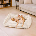 Sofa Orthopédique avec Rampe CozySlope pour Chien Senior | Fausse Fourrure, Antidérapant, Pattes Courtes