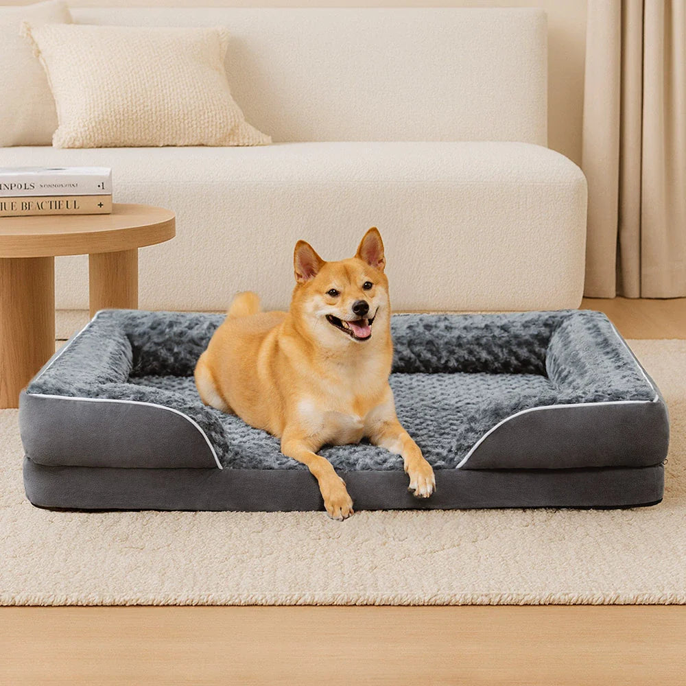 Lit Orthopédique Rebords Amovibles Déperlant pour Chien | Configurable, Soutien Articulaire, Grand Format