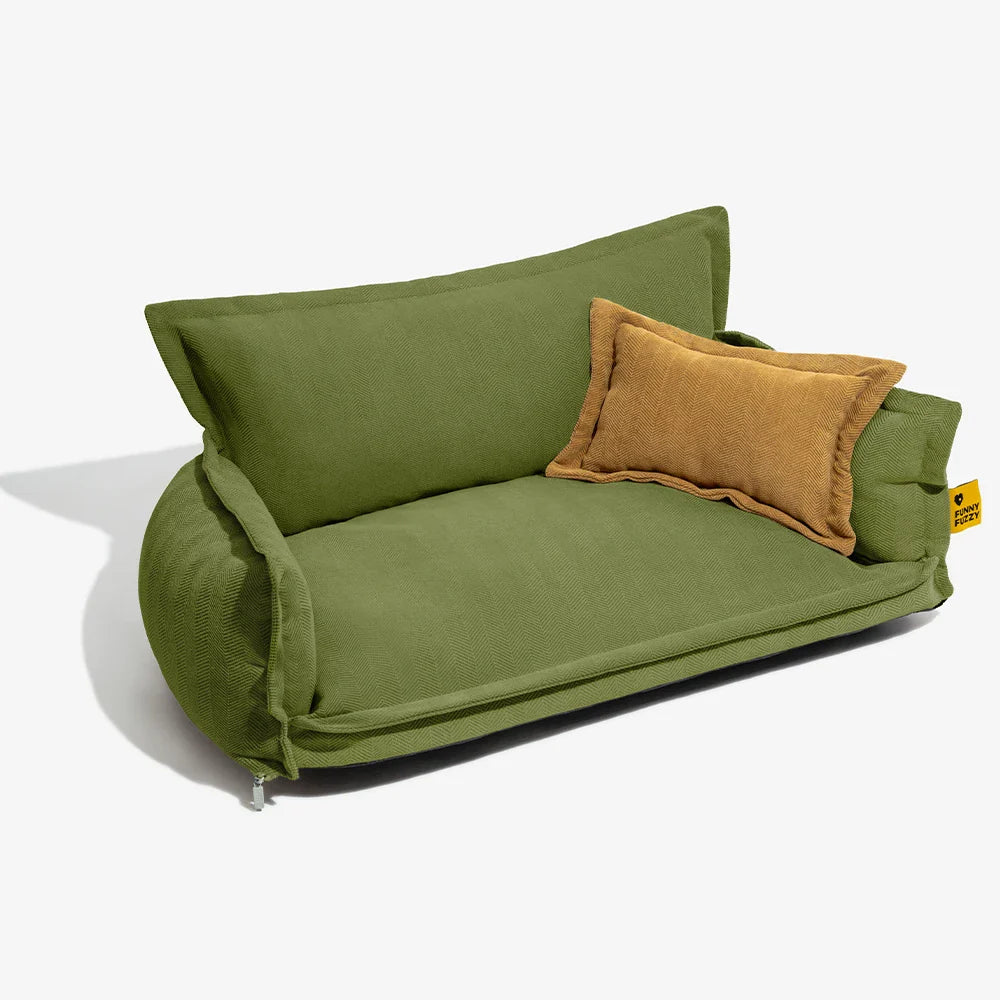 Lit Orthopédique Chenille Double Couche avec Oreiller | Toutes Saisons, Amovible, Lavable