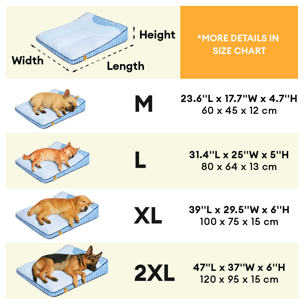 Lit Orthopédique Grand Format Rafraîchissant pour Chien Senior | Appui-Tête, Respirant, Antidérapant