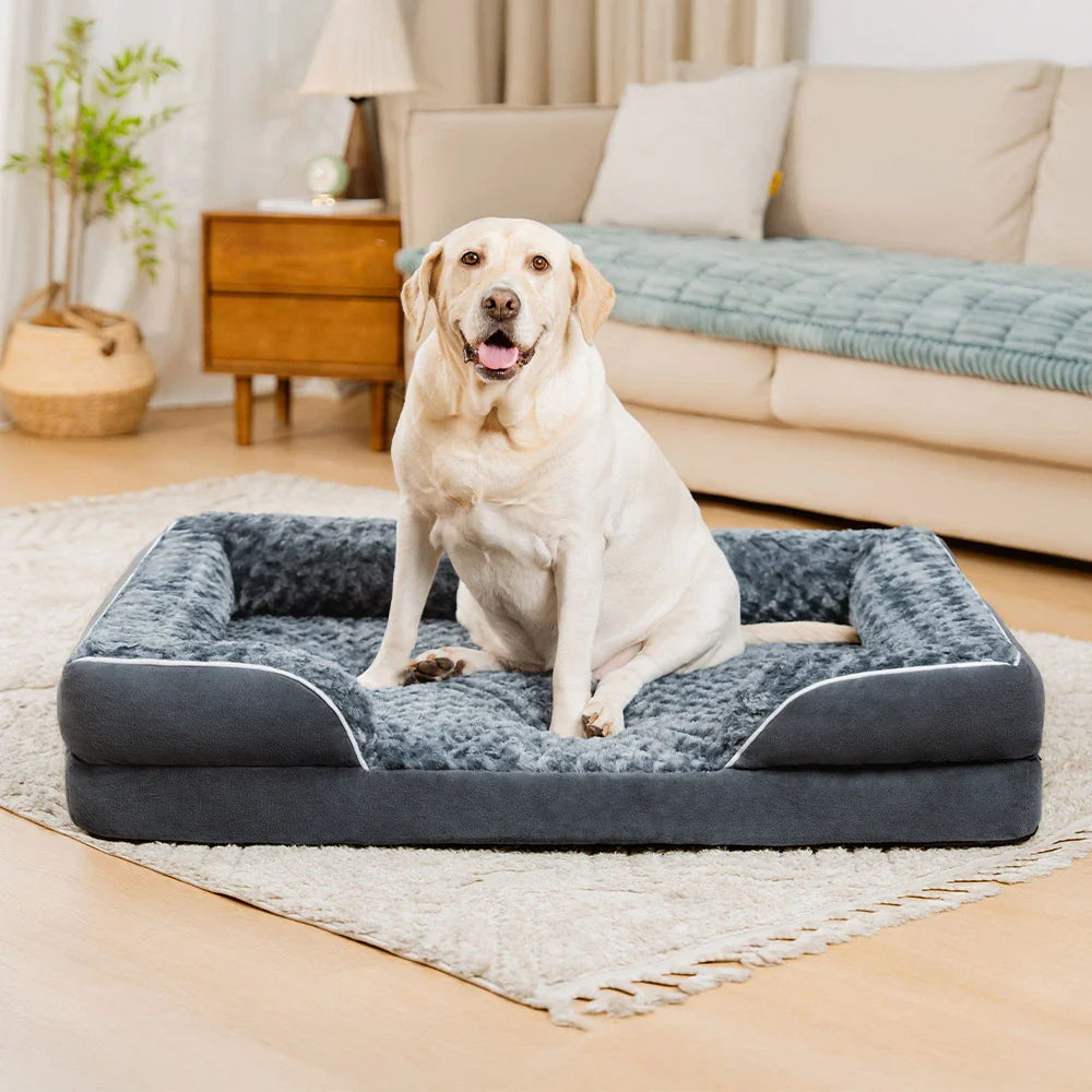 Lit Orthopédique Rebords Amovibles Déperlant pour Chien | Configurable, Soutien Articulaire, Grand Format
