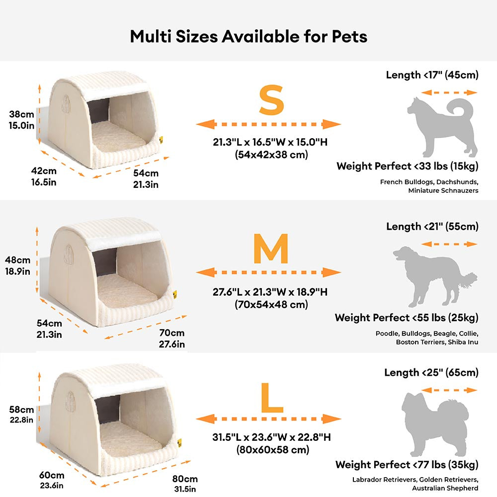 Cabane Orthopédique Rayée pour Chien | Structure Alvéolaire, Lavable, Antidérapant, Cocon Sécurisant