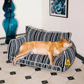 Sofa Rayé Bolster Orthopédique pour Chien | Base Gaufrée, Lavable, Antidérapant, Toutes Tailles