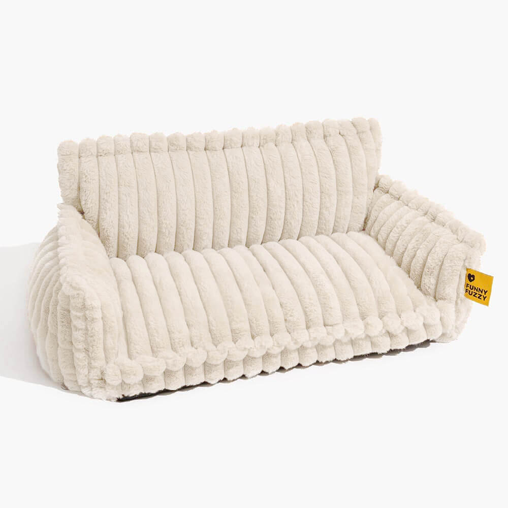Sofa Orthopédique Best-Seller avec Appui-Tête pour Chien | Mousse Gaufrée, Fausse Fourrure, 8 Coloris