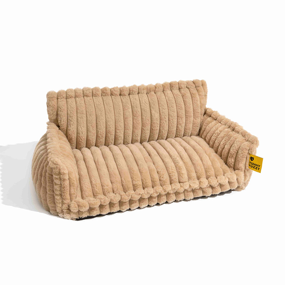 Sofa Orthopédique Best-Seller avec Appui-Tête pour Chien | Mousse Gaufrée, Fausse Fourrure, 8 Coloris