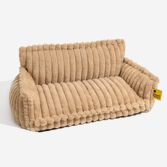 Sofa Orthopédique avec Appui-Tête pour Chien | Mousse Gaufrée, Fausse Fourrure, 8 Coloris