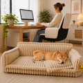 Sofa Moelleux Double Accoudoir pour Chien | Fausse Fourrure, Soutien Articulaire, 8 Coloris