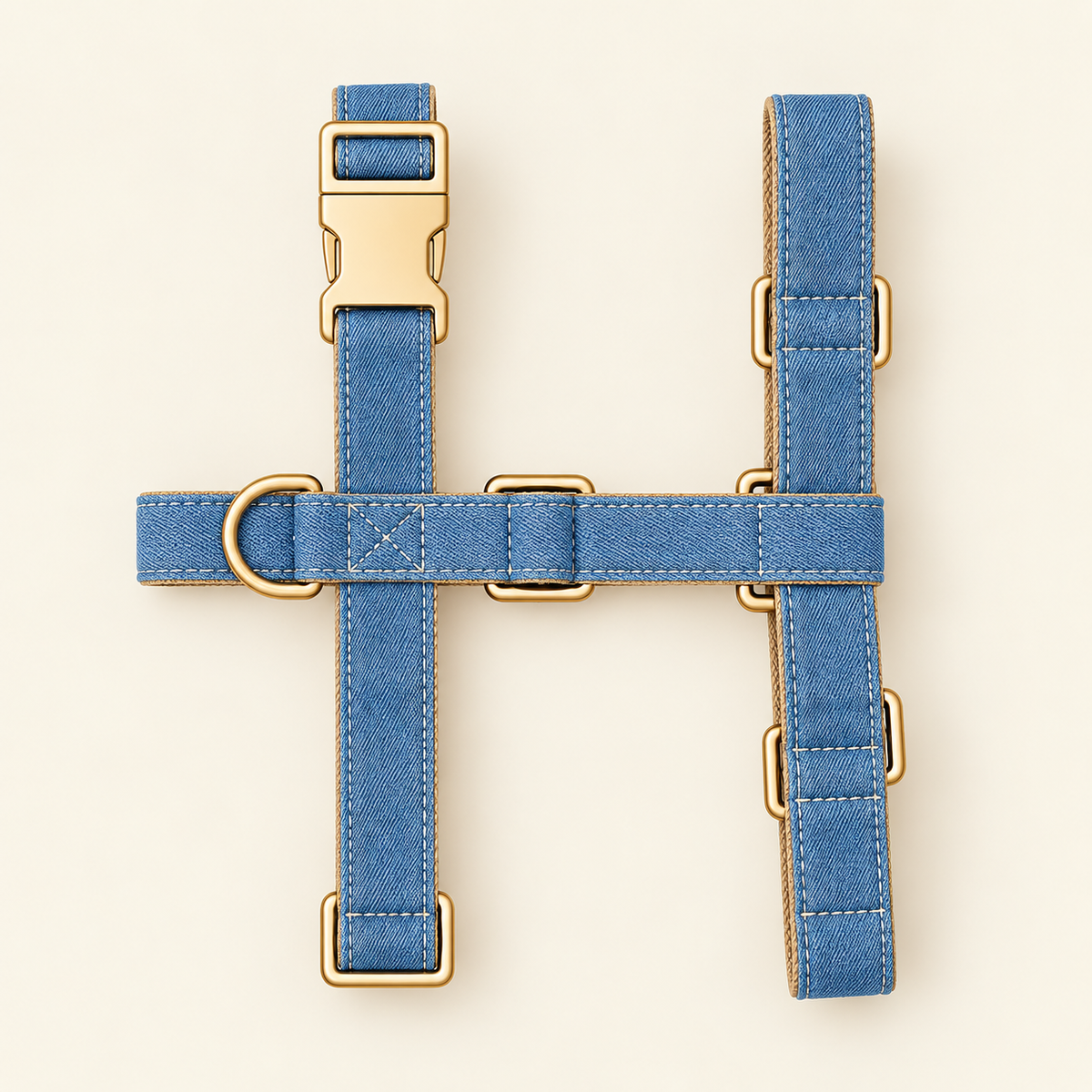 Harnais pour Chien Jeans Denim Bleu | Confort Sans Tension sur le Cou, Réglable XS à XL
