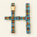 Harnais pour Chien Camden Tartan Turquoise & Orange | Confort Sans Tension sur le Cou, Réglable XS à XL
