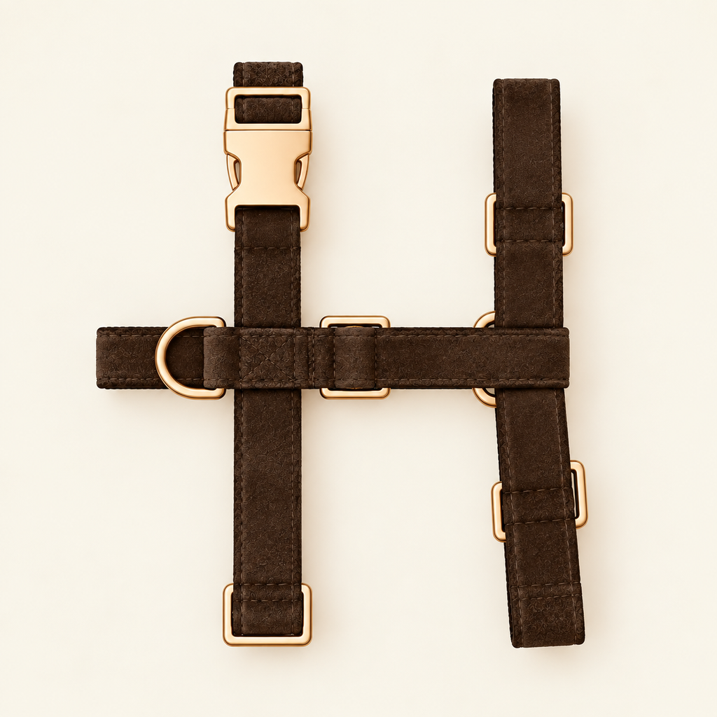 Harnais pour Chien Velvet Chocolat | Confort Sans Tension sur le Cou, Réglable XS à XL