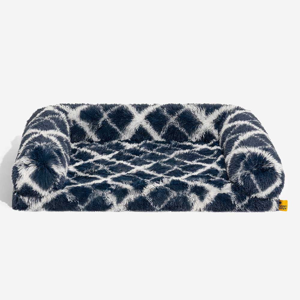 Sofa Écossais Bolster Orthopédique pour Chien | Fausse Fourrure, Chaud, Soutien Articulaire