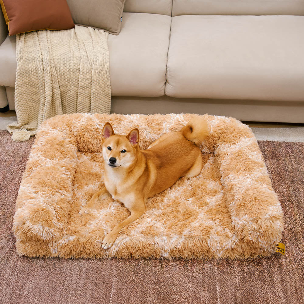 Sofa Écossais Bolster Orthopédique pour Chien | Fausse Fourrure, Chaud, Soutien Articulaire
