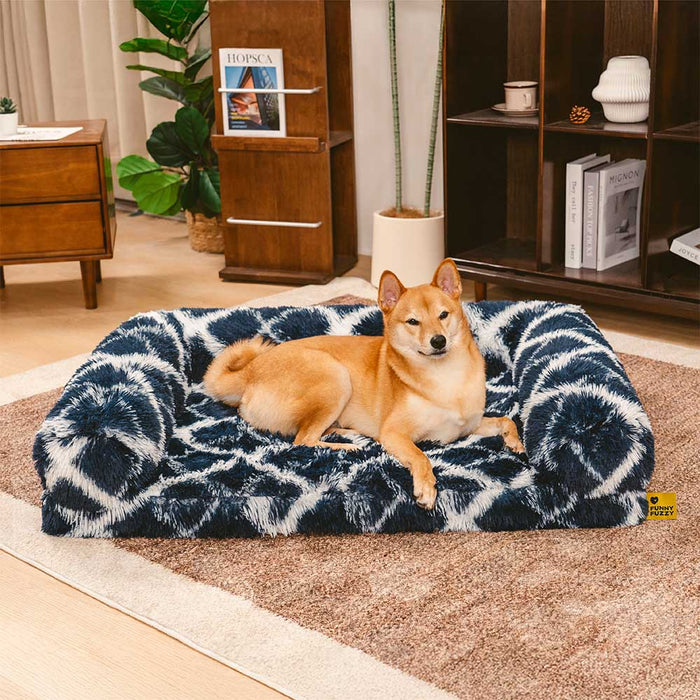 Sofa Écossais Bolster Orthopédique pour Chien | Fausse Fourrure, Chaud, Soutien Articulaire
