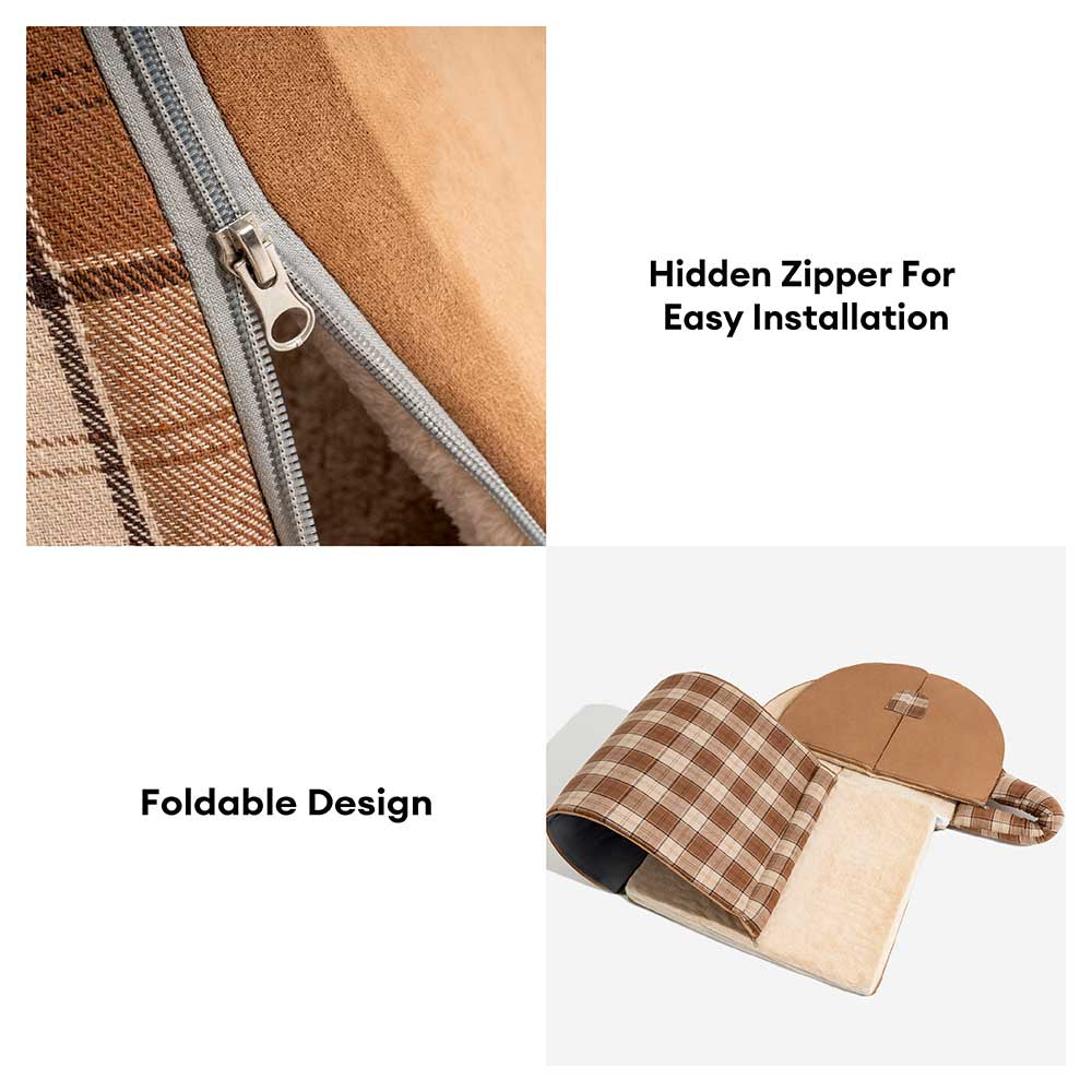 Cabane Écossaise Orthopédique pour Chien | Arche Rembourrée, Chaude, Lavable, Cocon Sécurisant