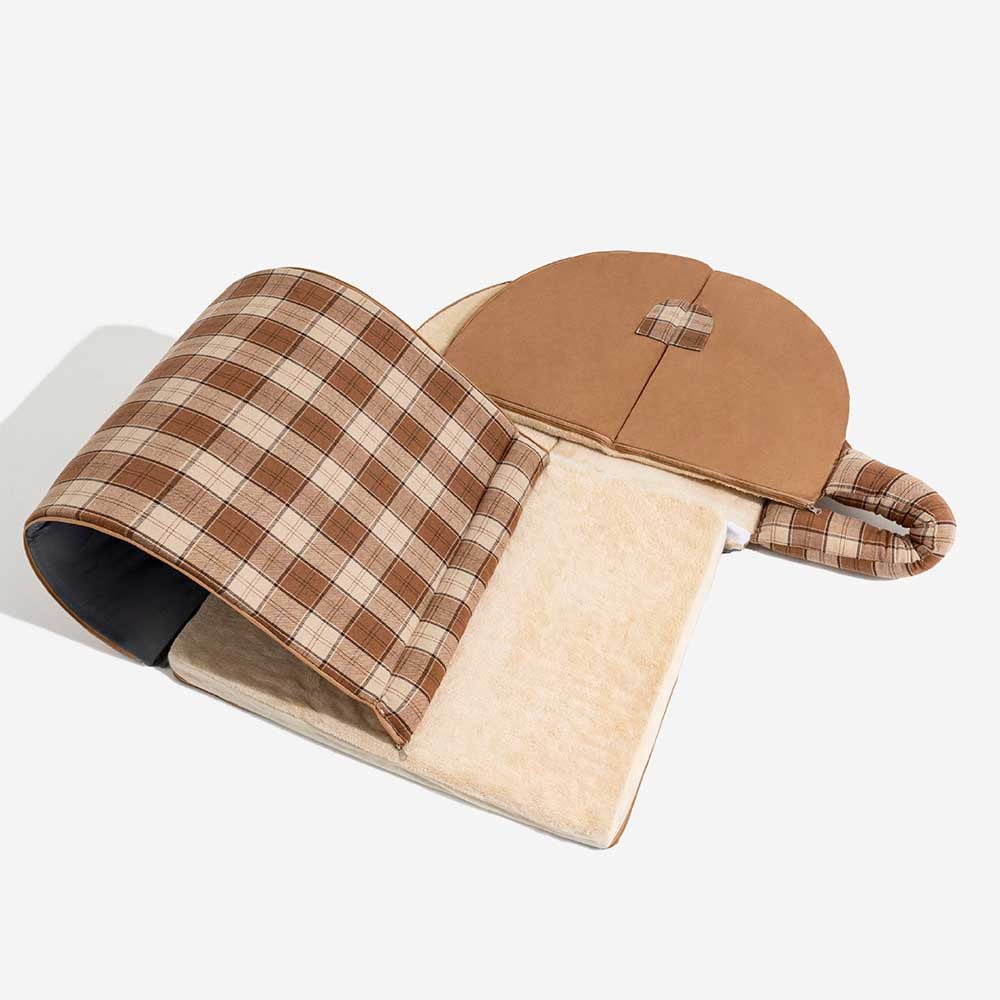 Cabane Écossaise Orthopédique pour Chien | Arche Rembourrée, Chaude, Lavable, Cocon Sécurisant