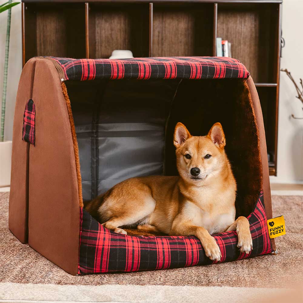 Cabane Écossaise Orthopédique pour Chien | Arche Rembourrée, Chaude, Lavable, Cocon Sécurisant