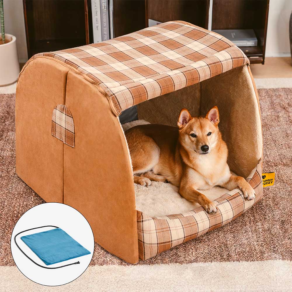 Cabane Écossaise Orthopédique pour Chien | Arche Rembourrée, Chaude, Lavable, Cocon Sécurisant