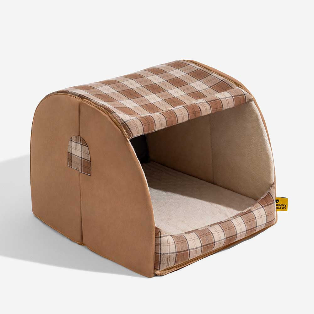 Cabane Écossaise Orthopédique pour Chien | Arche Rembourrée, Chaude, Lavable, Cocon Sécurisant