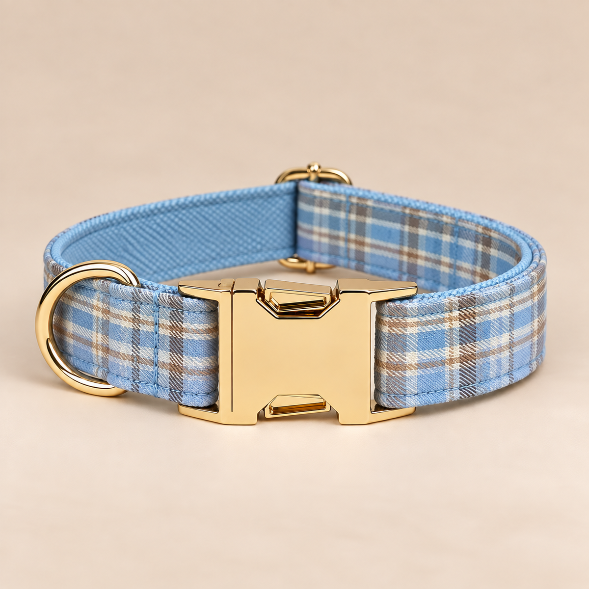 Collier pour Chien Chelsea Carreaux Bleu Ciel | Réglable XS à XL, Assorti Laisse & Harnais