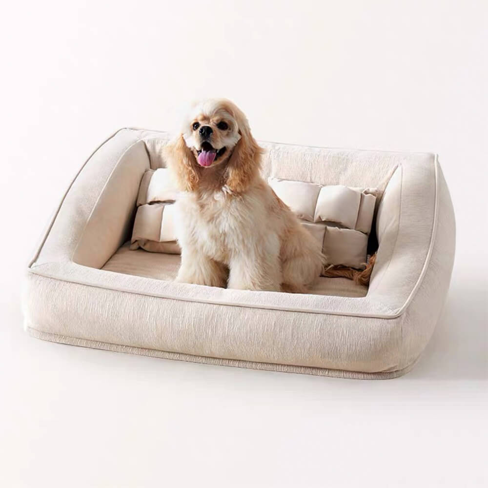 Sofa Orthopédique avec Coussins pour Chien | Mousse Haute Densité, Antidérapant, Seniors & Arthrose