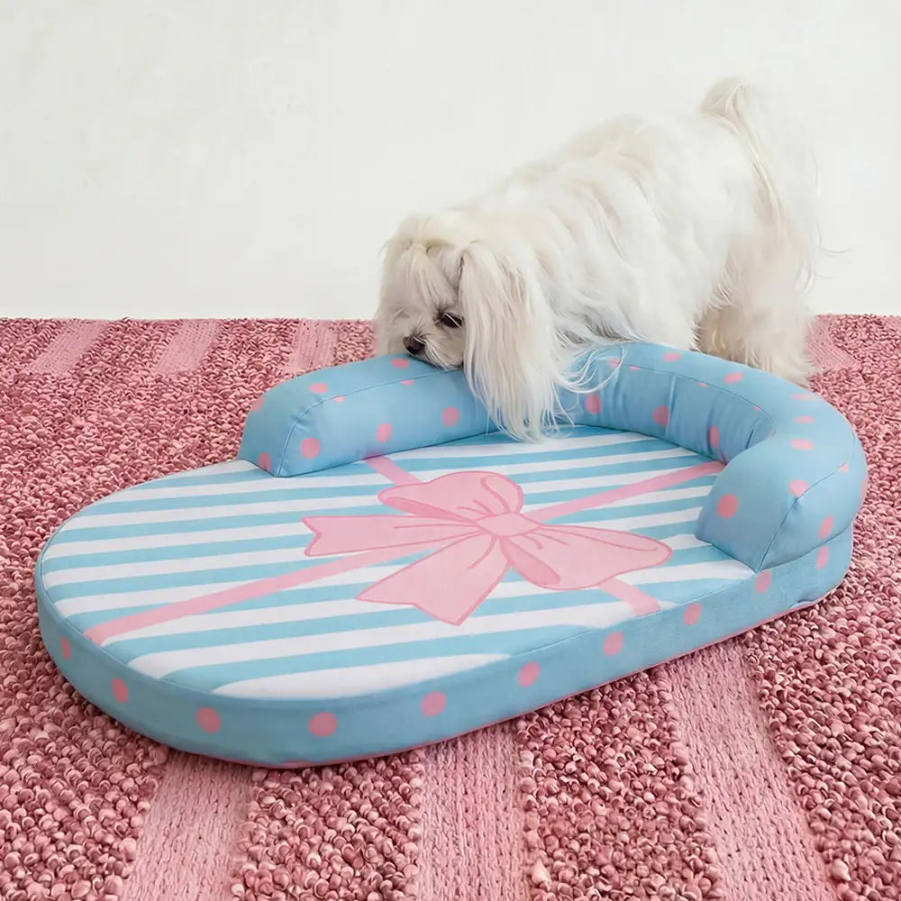 Lit Orthopédique Rafraîchissant avec Appui-Tête pour Chien | Respirant, Confort Nuque, Été