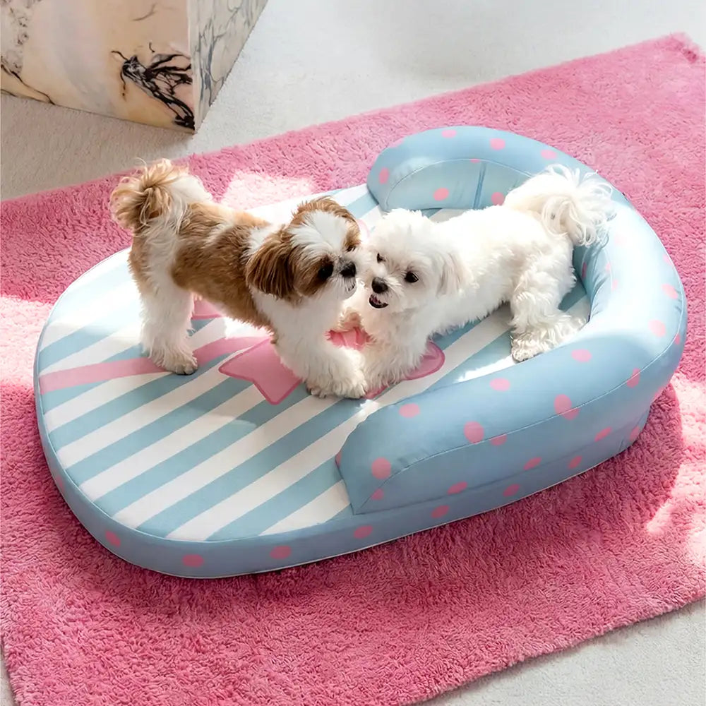 Lit Orthopédique Rafraîchissant avec Appui-Tête pour Chien | Respirant, Confort Nuque, Été