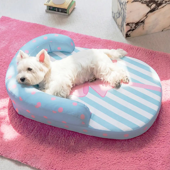 Lit Orthopédique Rafraîchissant avec Appui-Tête pour Chien | Respirant, Confort Nuque, Été