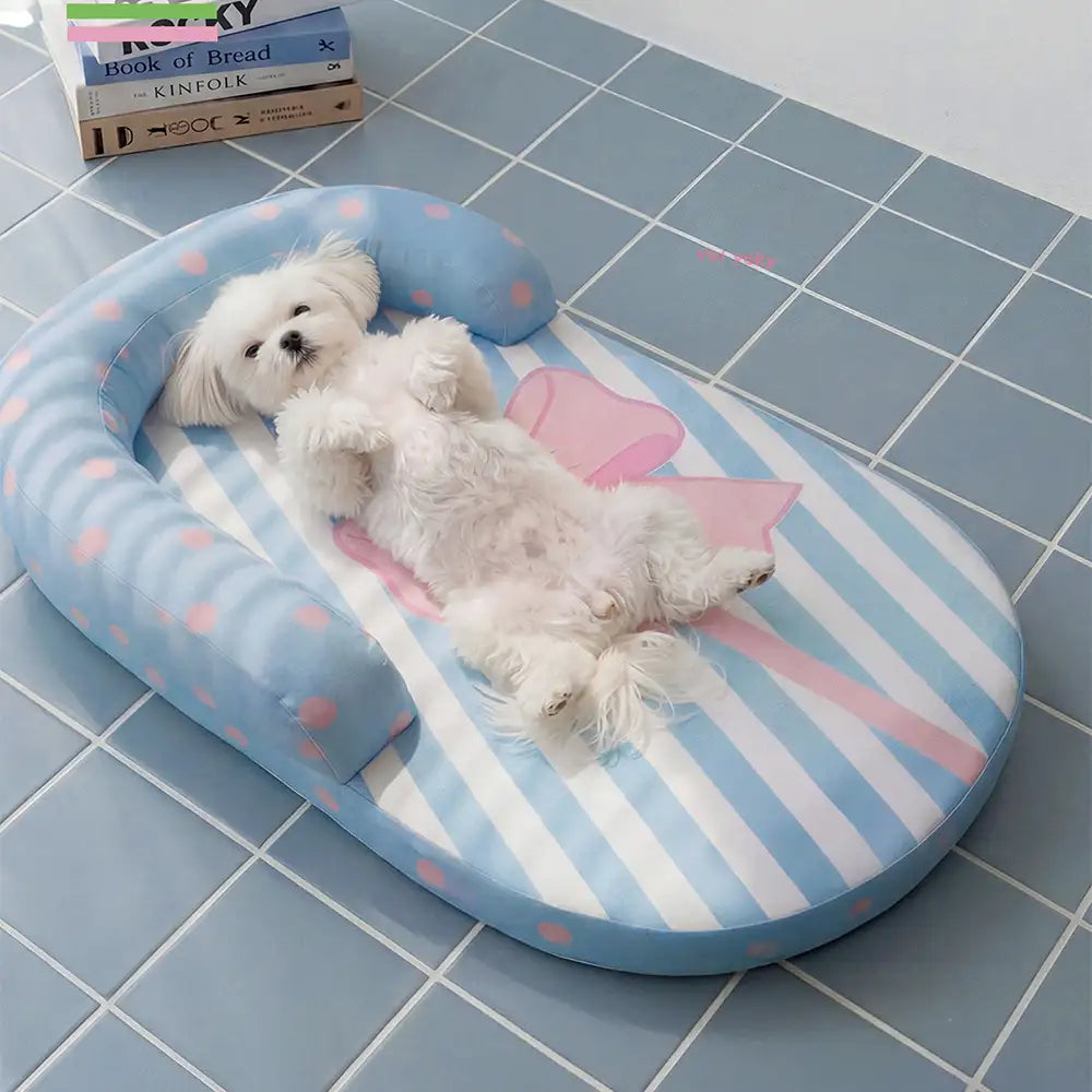 Lit Orthopédique Rafraîchissant avec Appui-Tête pour Chien | Respirant, Confort Nuque, Été