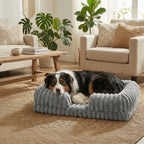 couchage rectangulaire pour chien avec rebords rembourres et base stable