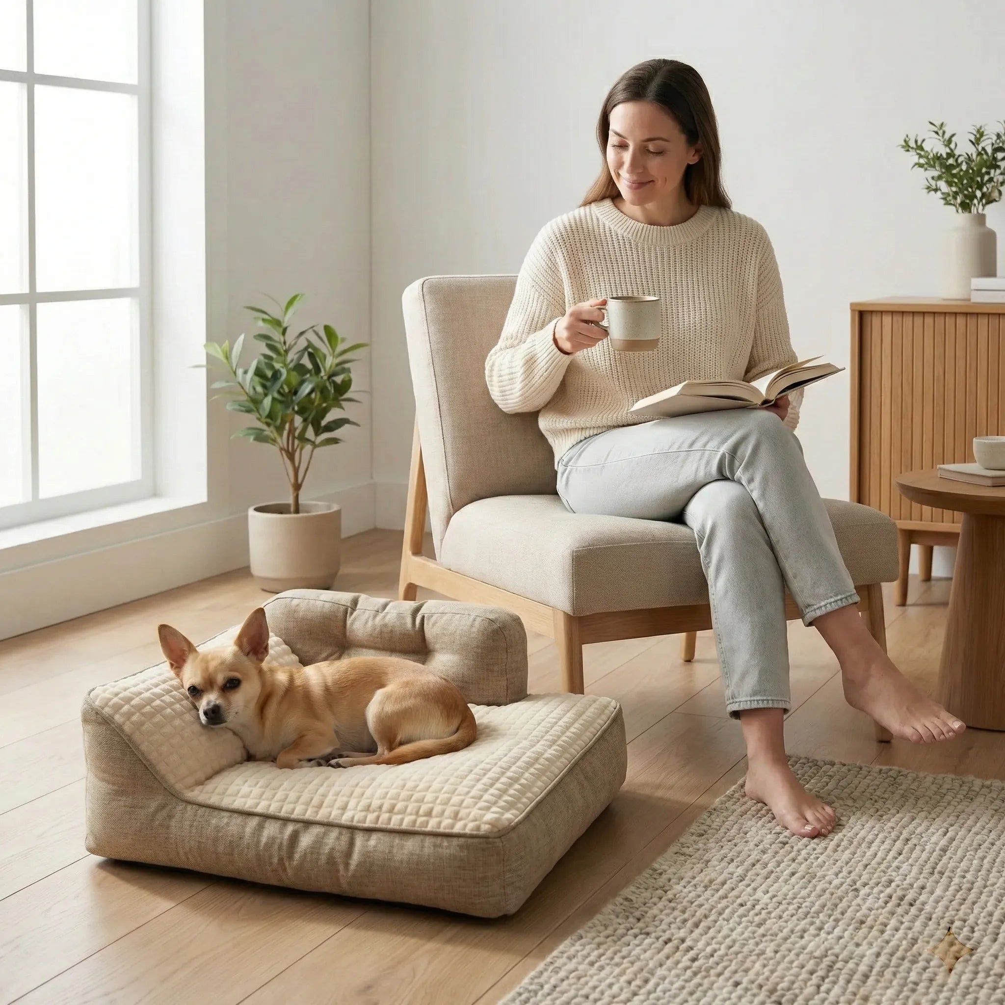 couchage pour chien avec dossier structure et surface matelassee