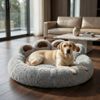 Lit rond pour chien avec contour en relief style empreinte et rembourrage doux
