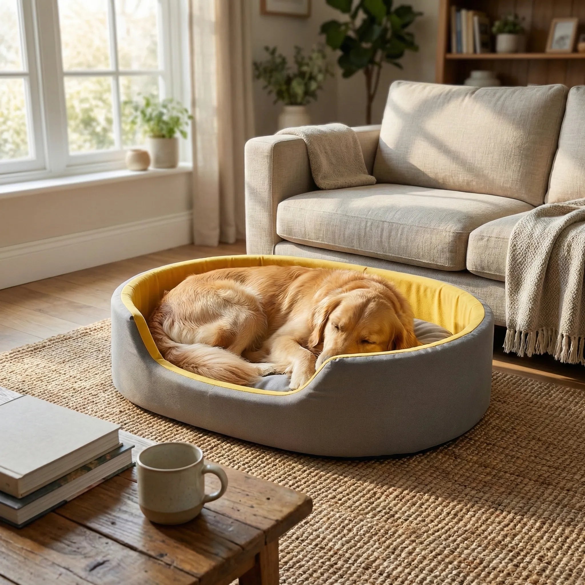 couchage pour chien au design contemporain avec parois hautes et assise douce
