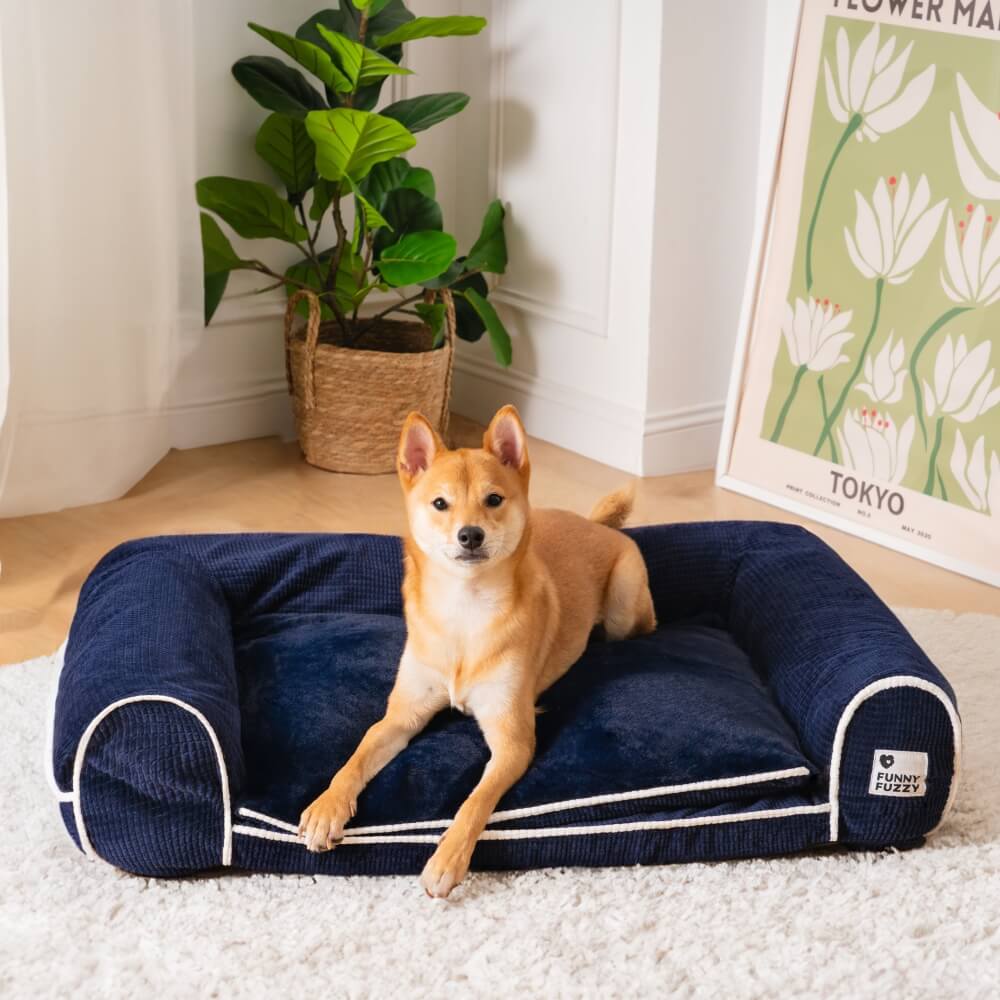 Sofa Flanelle Double Couche Orthopédique pour Chien | Accoudoirs Rembourrés, Chic, Lavable