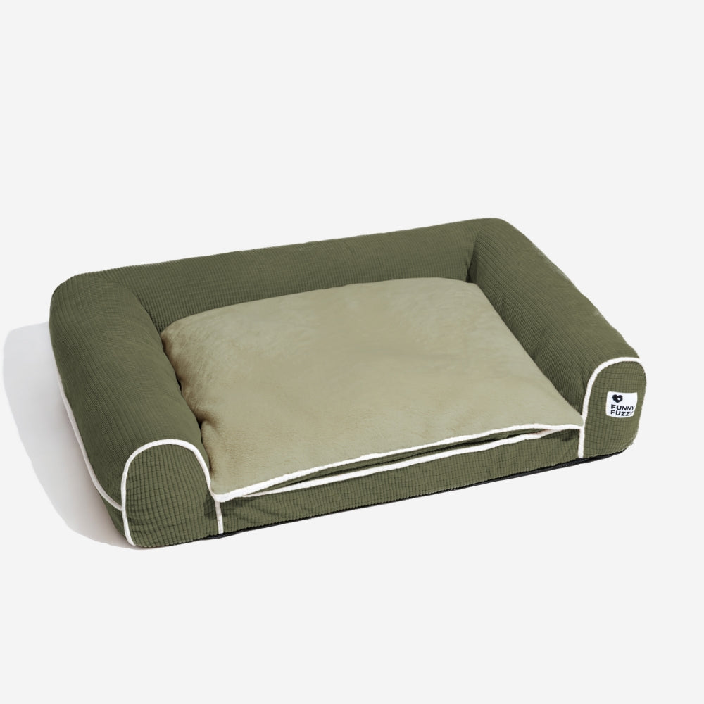 Sofa Flanelle Double Couche Orthopédique pour Chien | Accoudoirs Rembourrés, Chic, Lavable