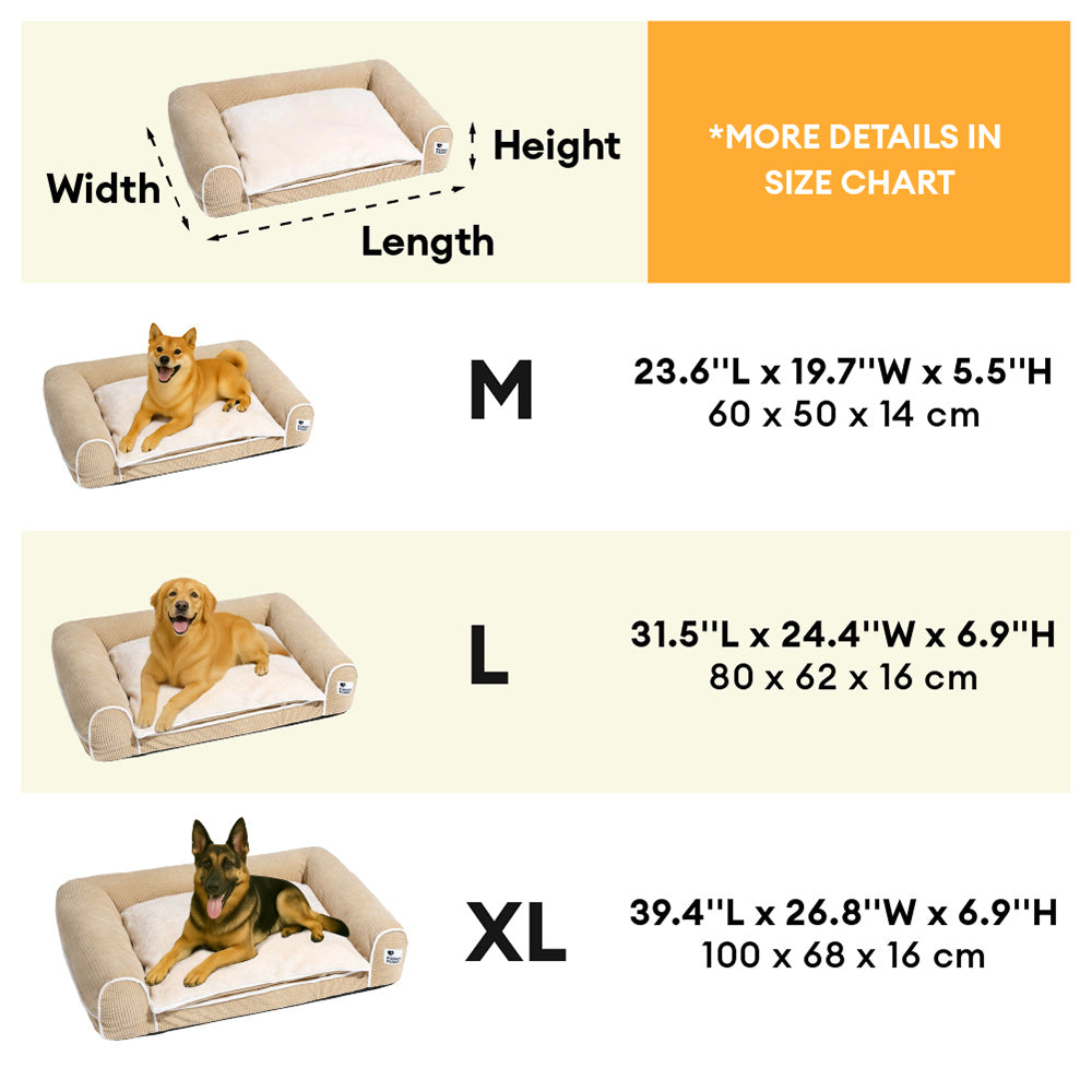 Sofa Flanelle Double Couche Orthopédique pour Chien | Accoudoirs Rembourrés, Chic, Lavable