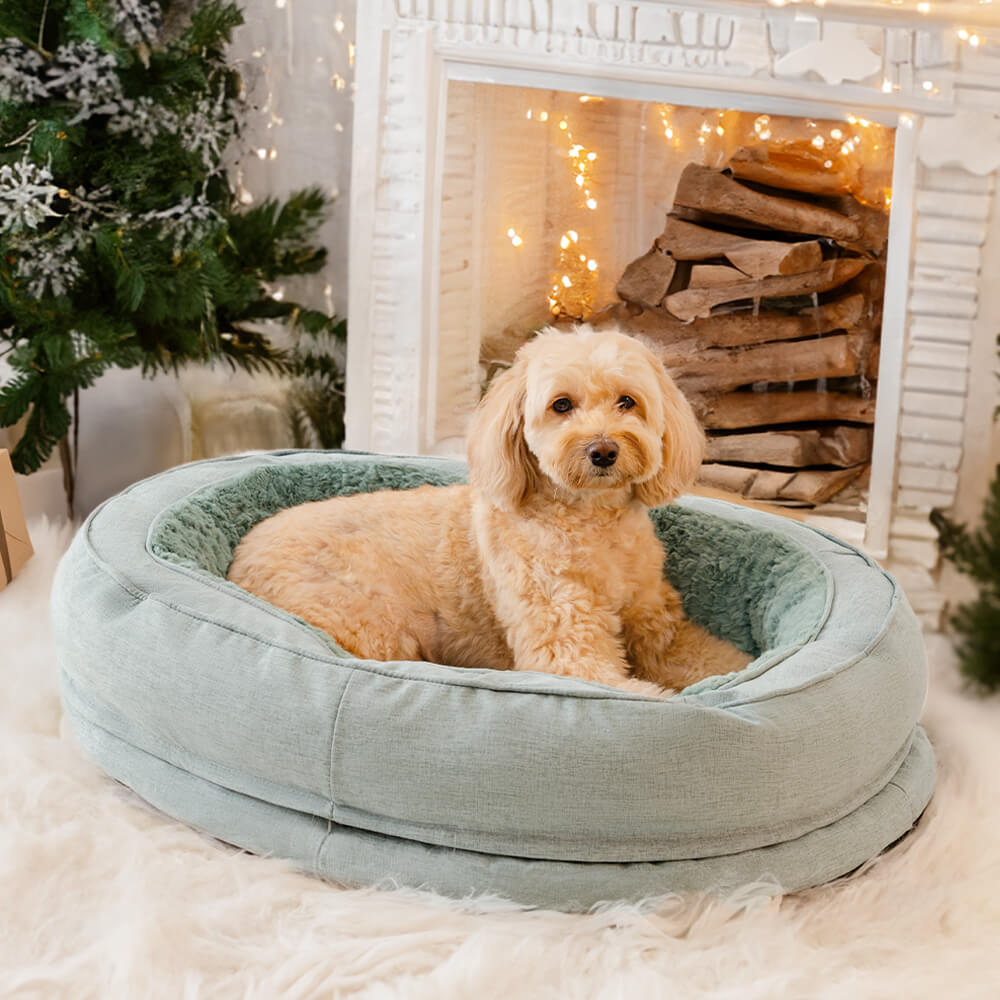 Lit Donut Moelleux pour Chien | Rembourrage 3D, Enveloppant, Lavable, Toutes Tailles
