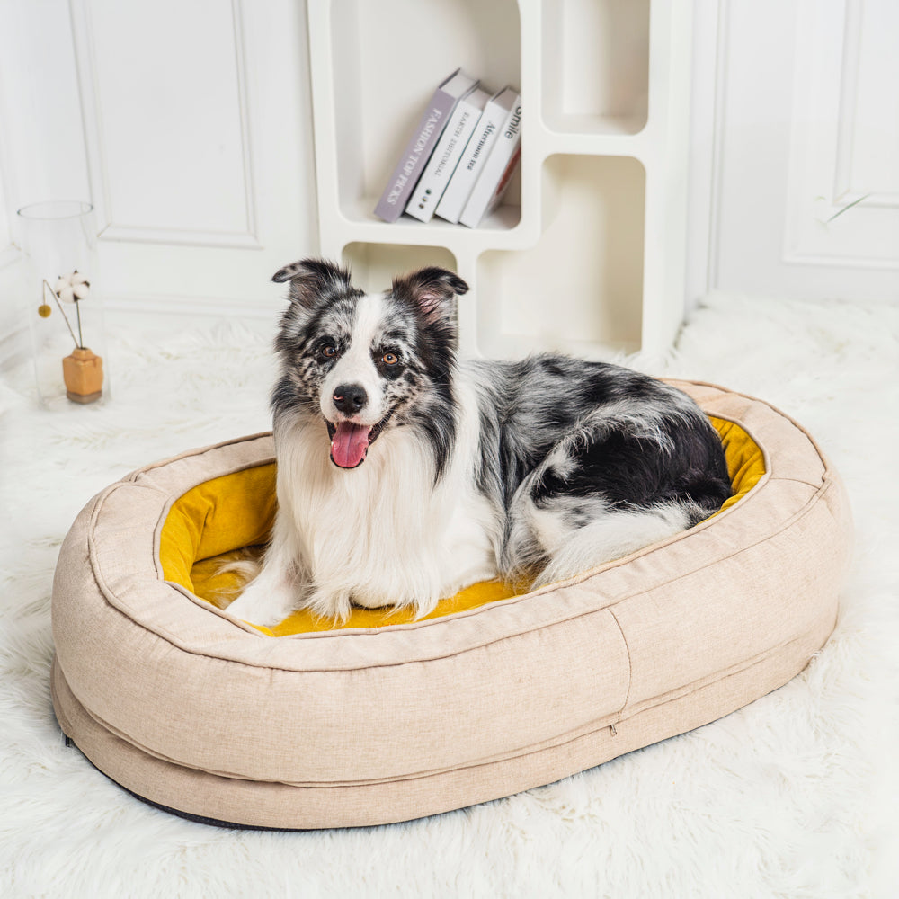 Lit Donut Moelleux pour Chien | Rembourrage 3D, Enveloppant, Lavable, Toutes Tailles