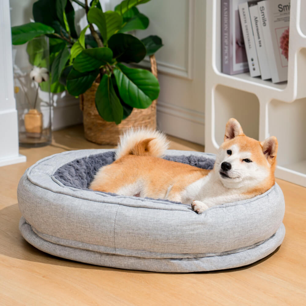 Lit Donut Moelleux pour Chien | Rembourrage 3D, Enveloppant, Lavable, Toutes Tailles