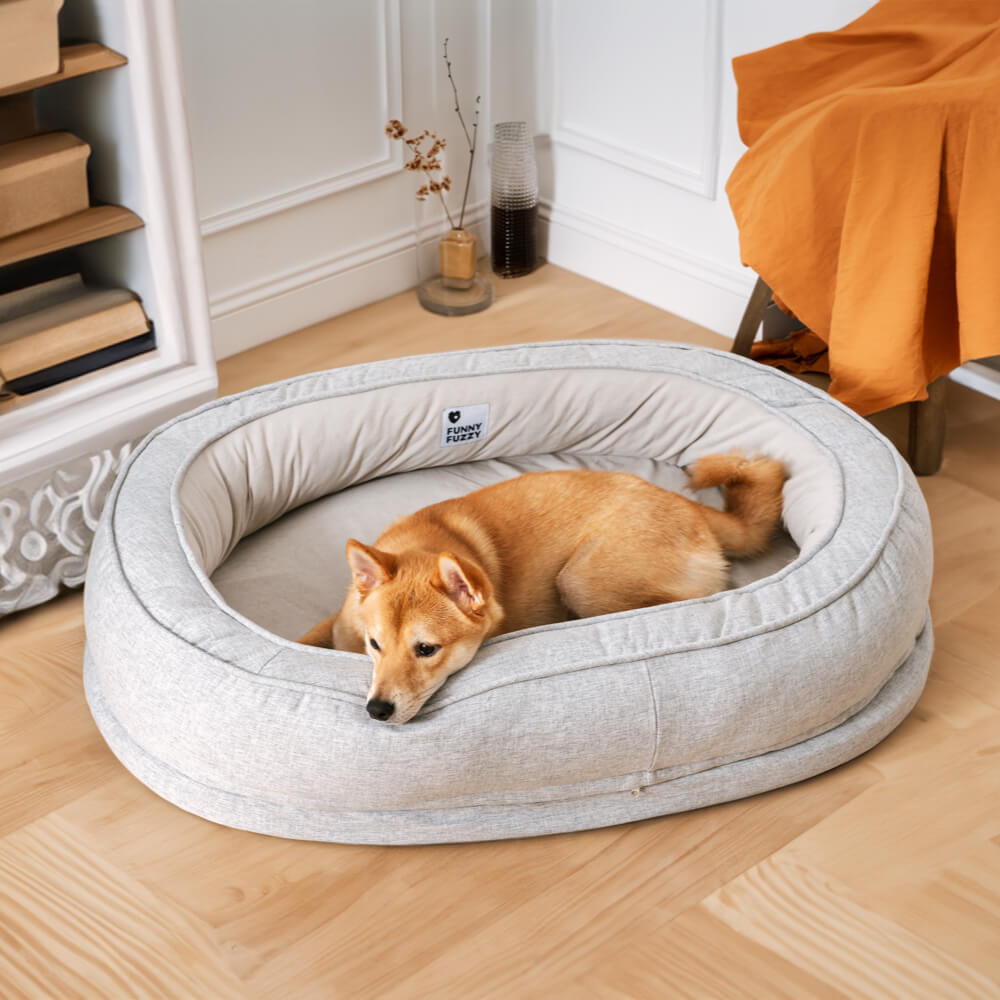Lit Donut Moelleux pour Chien | Rembourrage 3D, Enveloppant, Lavable, Toutes Tailles