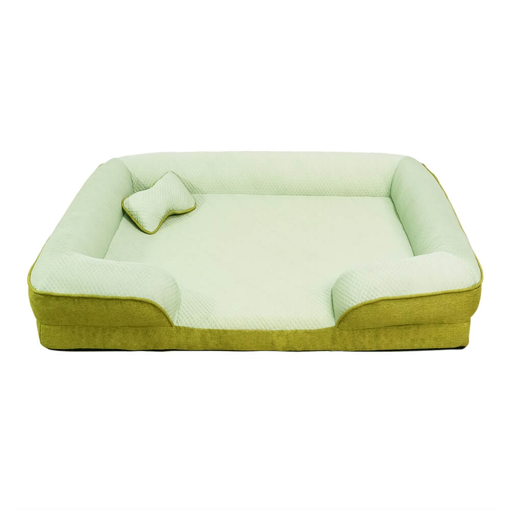 Grand Sofa Orthopédique Rafraîchissant pour Chien | Rebords Bolster, Respirant, Multi-Chiens, Lavable