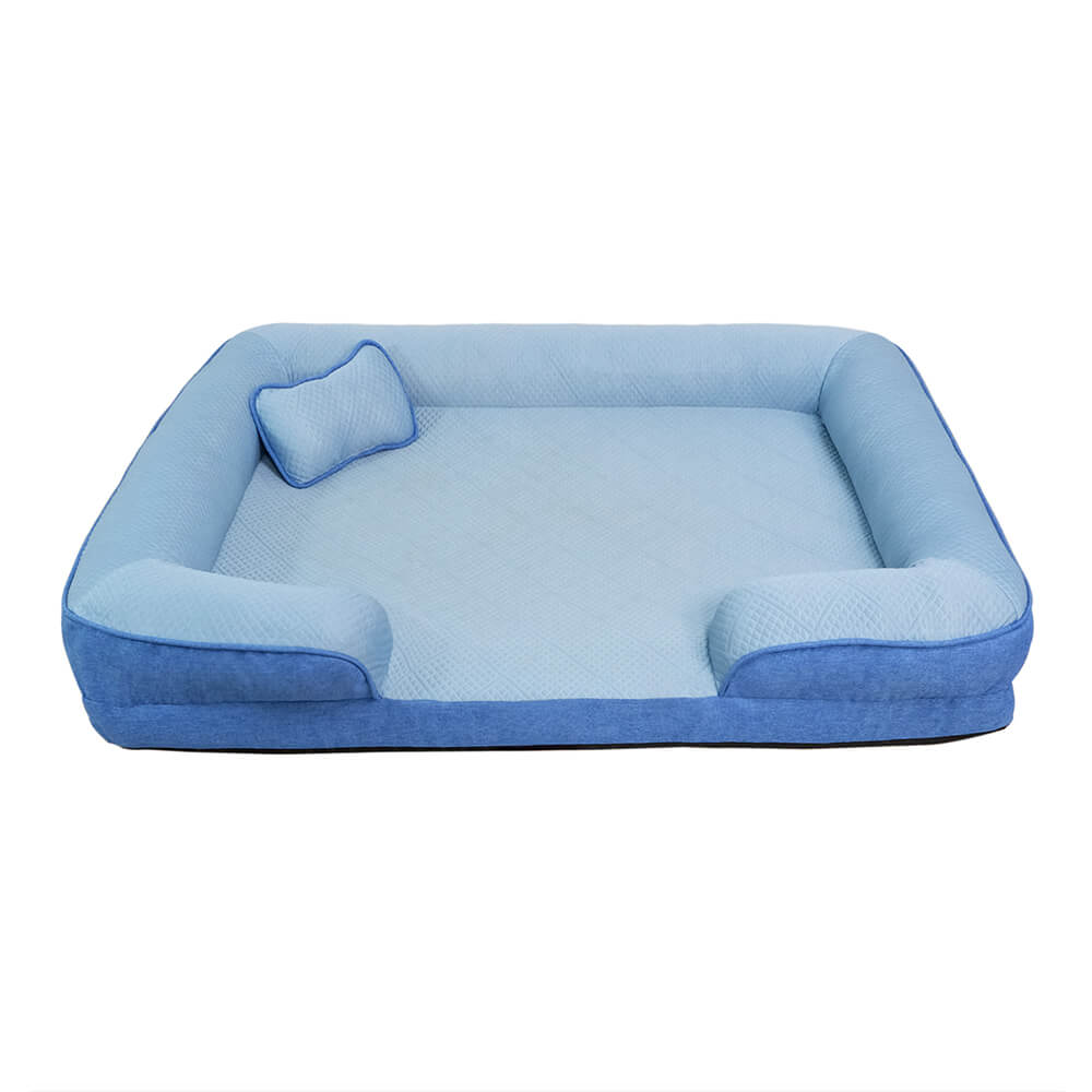 Grand Sofa Orthopédique Rafraîchissant pour Chien | Rebords Bolster, Respirant, Multi-Chiens, Lavable