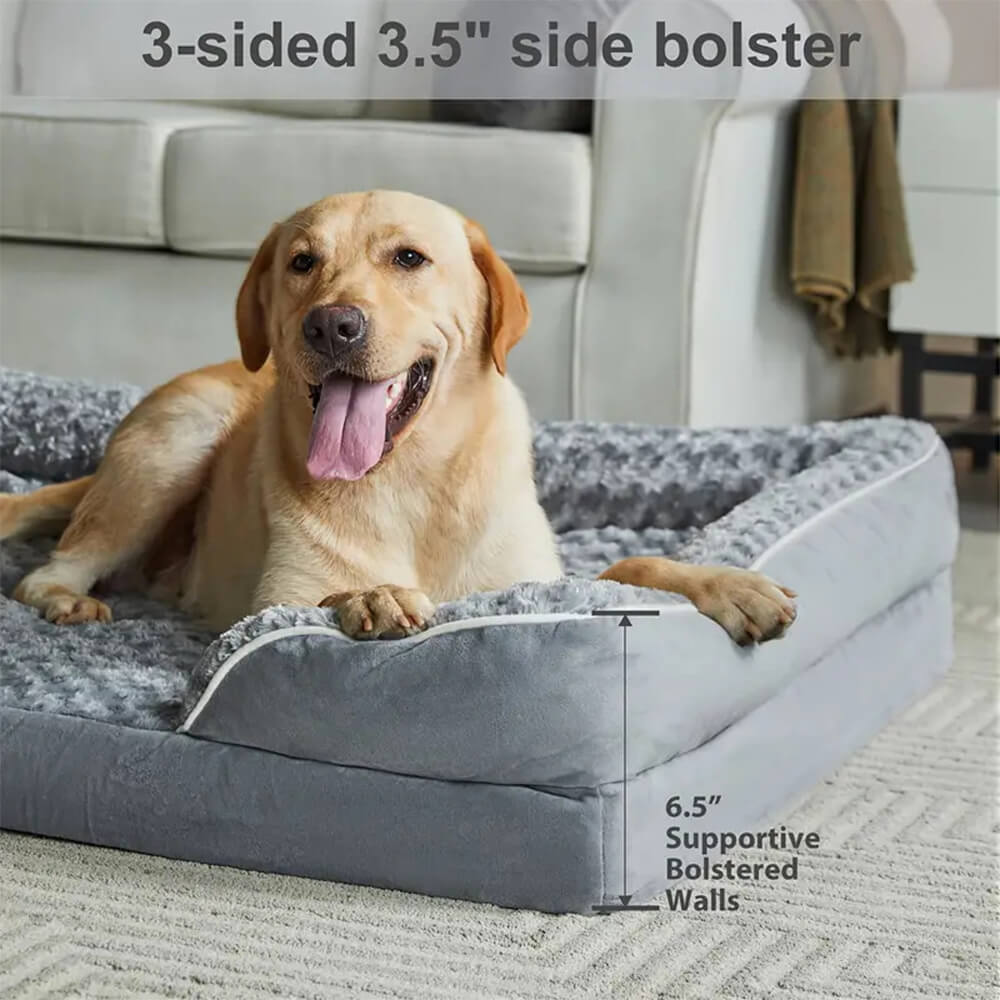 Lit Orthopédique Rebords Amovibles Déperlant pour Chien | Configurable, Soutien Articulaire, Grand Format