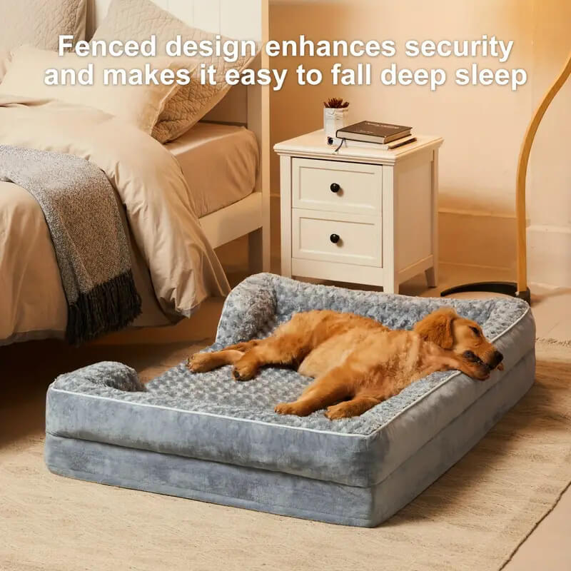 Lit Orthopédique Rebords Amovibles Déperlant pour Chien | Configurable, Soutien Articulaire, Grand Format